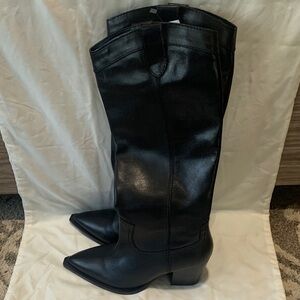 MNG Black Heeled Western Boots